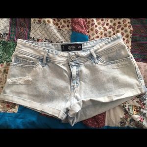 Light wash, low rise short shorts from Hollister